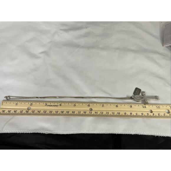 RARE JAMES AVERY STERLING SILVER HAMMERED ANKH & CHAIN BAG & BOX - Picture 7 of 9